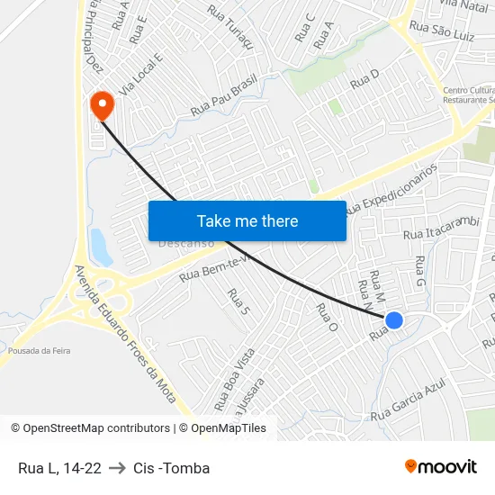 Rua L, 14-22 to Cis -Tomba map