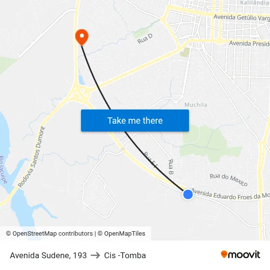 Avenida Sudene, 193 to Cis -Tomba map
