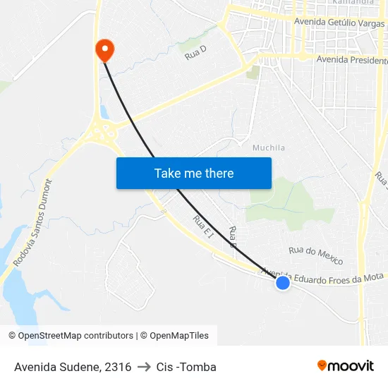 Avenida Sudene, 2316 to Cis -Tomba map