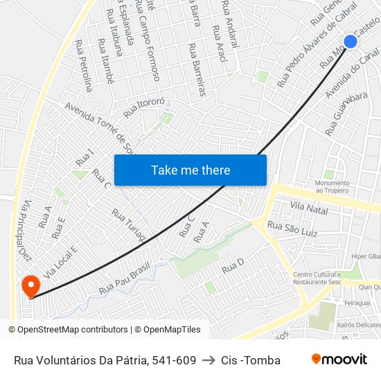 Rua Voluntários Da Pátria, 541-609 to Cis -Tomba map