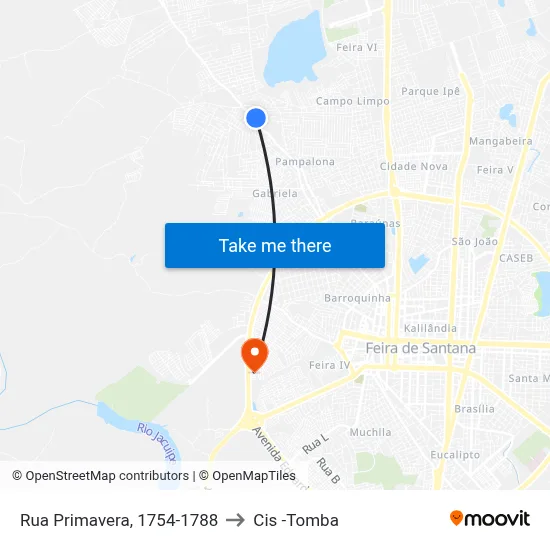 Rua Primavera, 1754-1788 to Cis -Tomba map