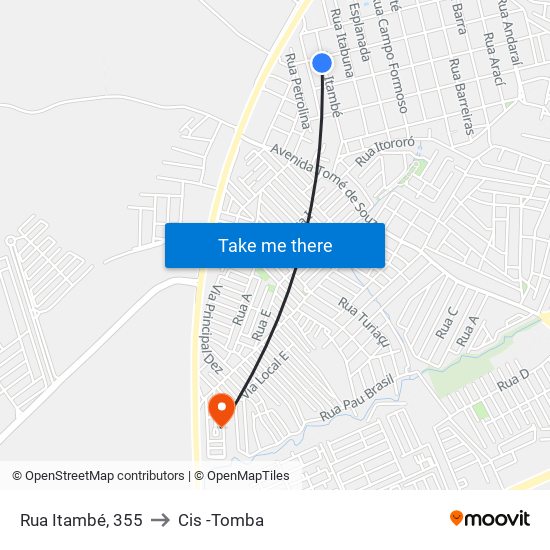 Rua Itambé, 355 to Cis -Tomba map