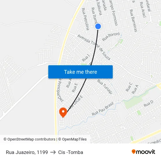 Rua Juazeiro, 1199 to Cis -Tomba map