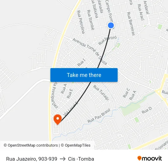 Rua Juazeiro, 903-939 to Cis -Tomba map