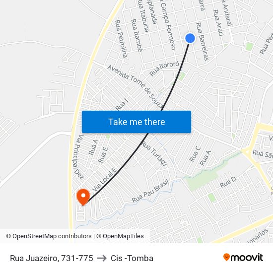 Rua Juazeiro, 731-775 to Cis -Tomba map