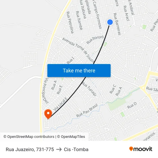 Rua Juazeiro, 731-775 to Cis -Tomba map