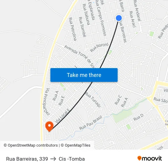 Rua Barreiras, 339 to Cis -Tomba map