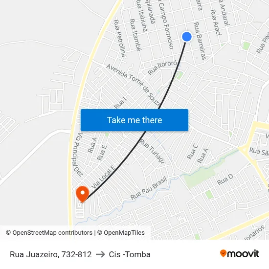 Rua Juazeiro, 732-812 to Cis -Tomba map