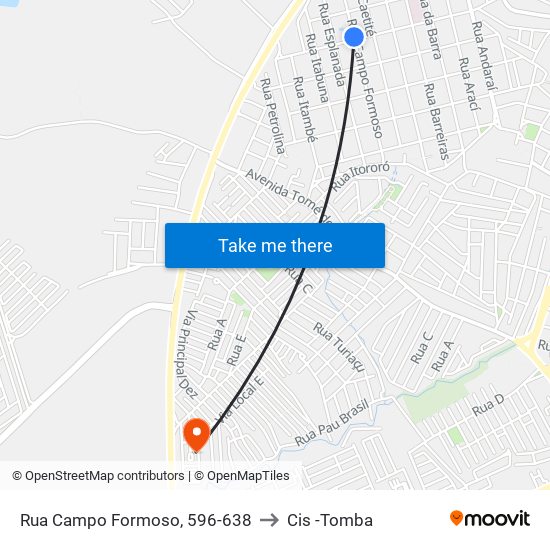 Rua Campo Formoso, 596-638 to Cis -Tomba map