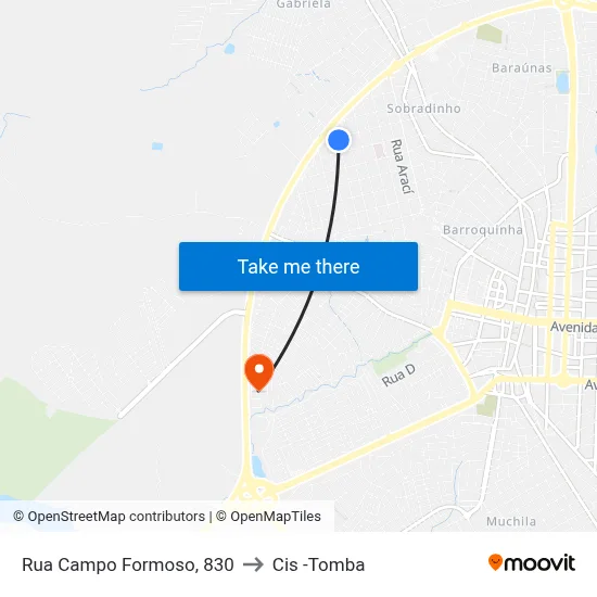 Rua Campo Formoso, 830 to Cis -Tomba map