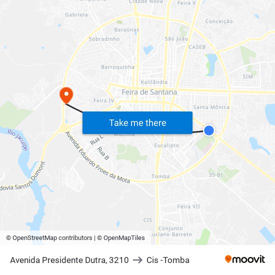 Avenida Presidente Dutra, 3210 to Cis -Tomba map