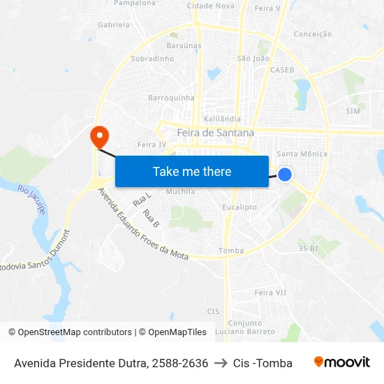 Avenida Presidente Dutra, 2588-2636 to Cis -Tomba map