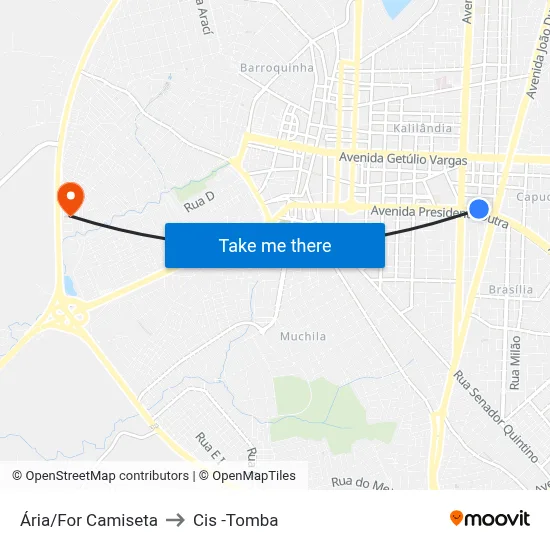 Ária/For Camiseta to Cis -Tomba map