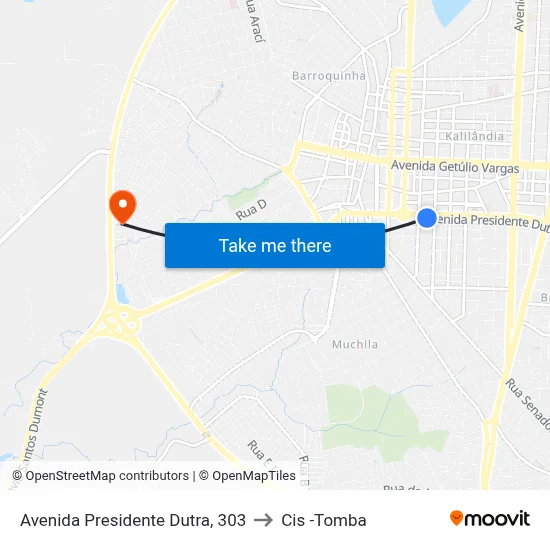 Avenida Presidente Dutra, 303 to Cis -Tomba map