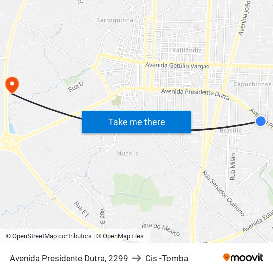 Avenida Presidente Dutra, 2299 to Cis -Tomba map