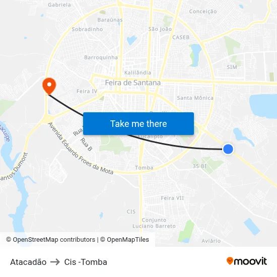 Atacadão to Cis -Tomba map