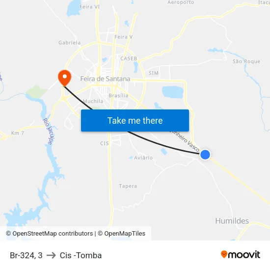 Br-324, 3 to Cis -Tomba map