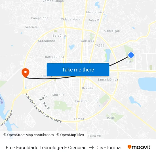 Ftc - Faculdade Tecnologia E Ciências to Cis -Tomba map