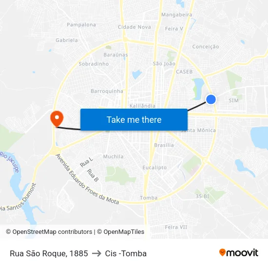 Rua São Roque, 1885 to Cis -Tomba map