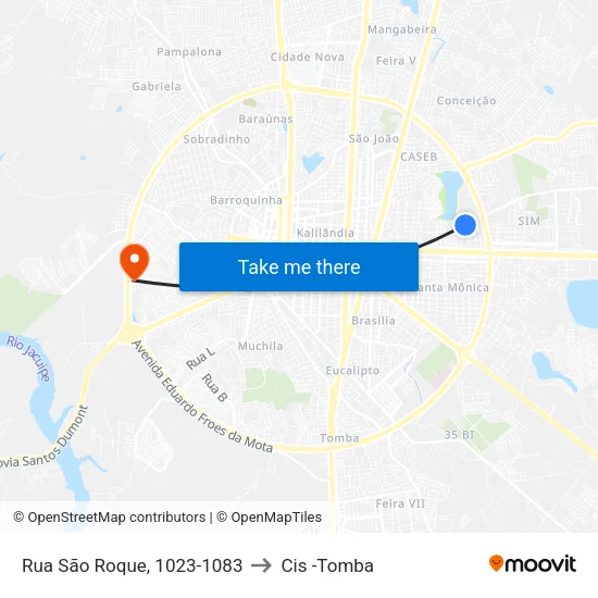 Rua São Roque, 1023-1083 to Cis -Tomba map