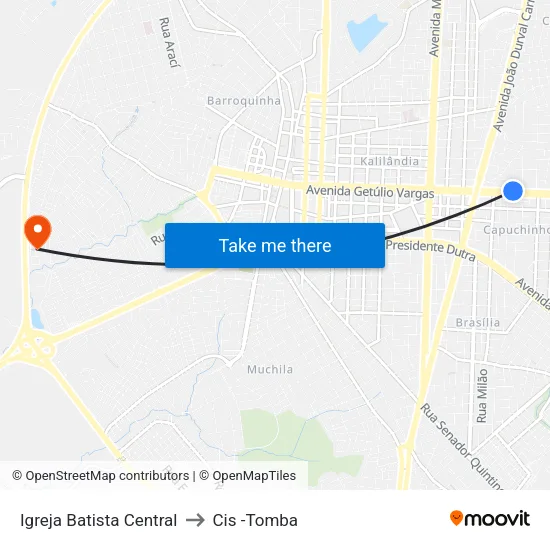 Igreja Batista Central to Cis -Tomba map