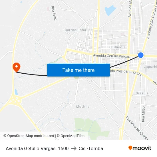 Avenida Getúlio Vargas, 1500 to Cis -Tomba map