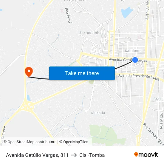 Avenida Getúlio Vargas, 811 to Cis -Tomba map