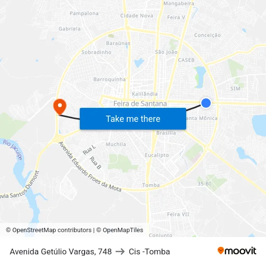 Avenida Getúlio Vargas, 748 to Cis -Tomba map