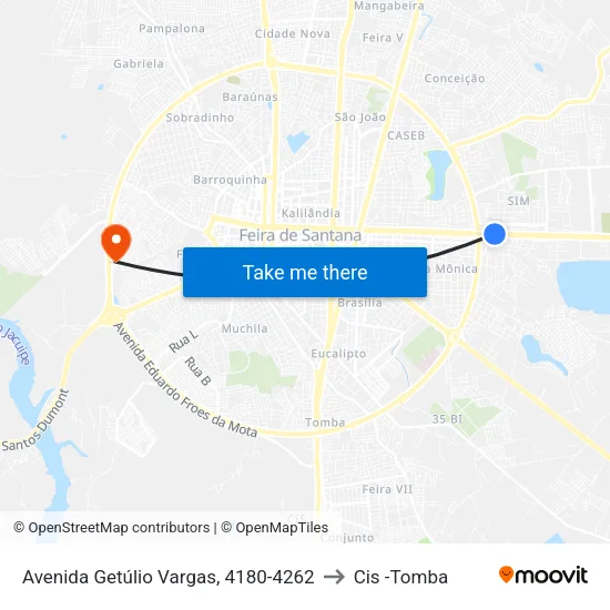 Avenida Getúlio Vargas, 4180-4262 to Cis -Tomba map