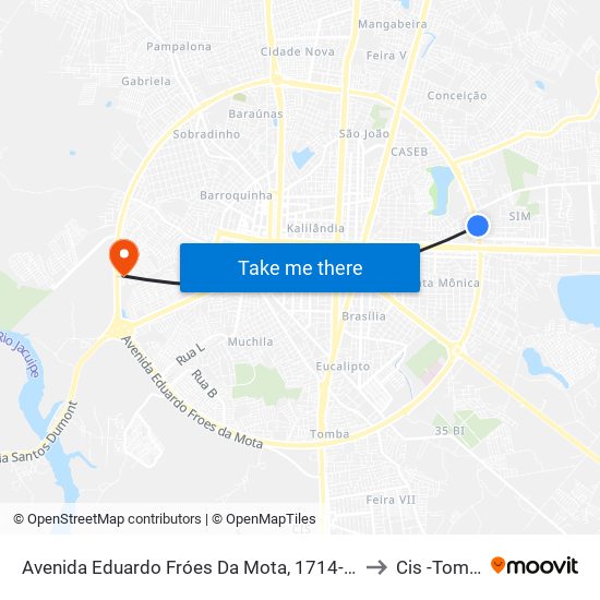 Avenida Eduardo Fróes Da Mota, 1714-1762 to Cis -Tomba map