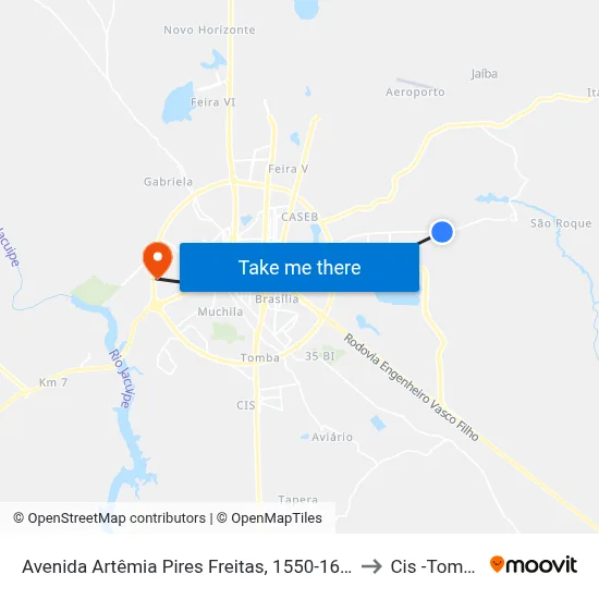 Avenida Artêmia Pires Freitas, 1550-1670 to Cis -Tomba map