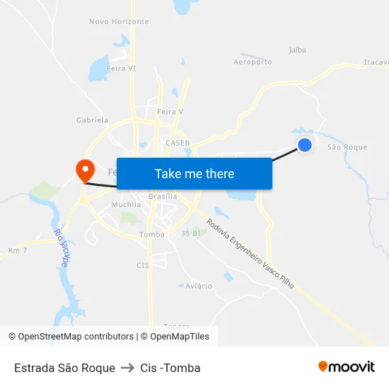 Estrada São Roque to Cis -Tomba map