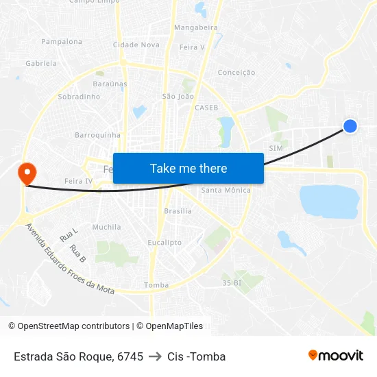 Estrada São Roque, 6745 to Cis -Tomba map