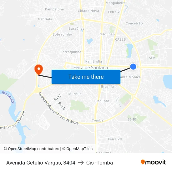 Avenida Getúlio Vargas, 3404 to Cis -Tomba map