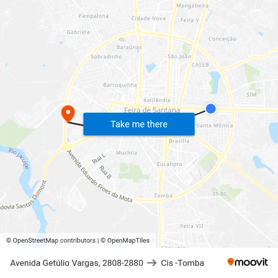 Avenida Getúlio Vargas, 2808-2880 to Cis -Tomba map