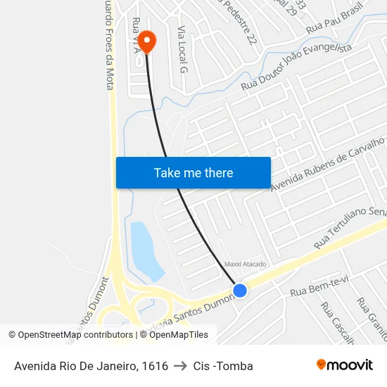 Avenida Rio De Janeiro, 1616 to Cis -Tomba map