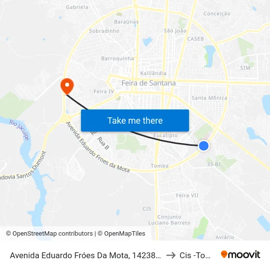 Avenida Eduardo Fróes Da Mota, 14238-14402 to Cis -Tomba map