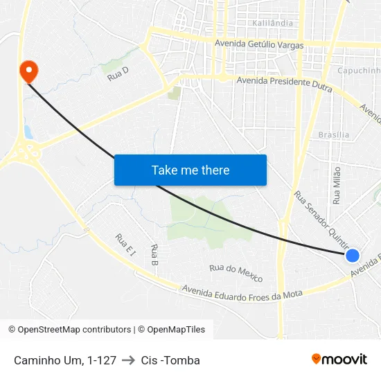 Caminho Um, 1-127 to Cis -Tomba map