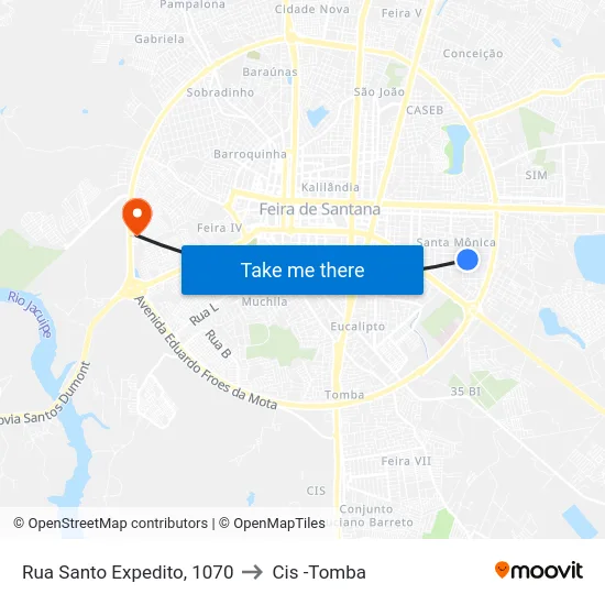 Rua Santo Expedito, 1070 to Cis -Tomba map