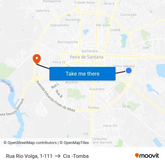 Rua Rio Volga, 1-111 to Cis -Tomba map