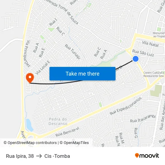 Rua Ipira, 38 to Cis -Tomba map