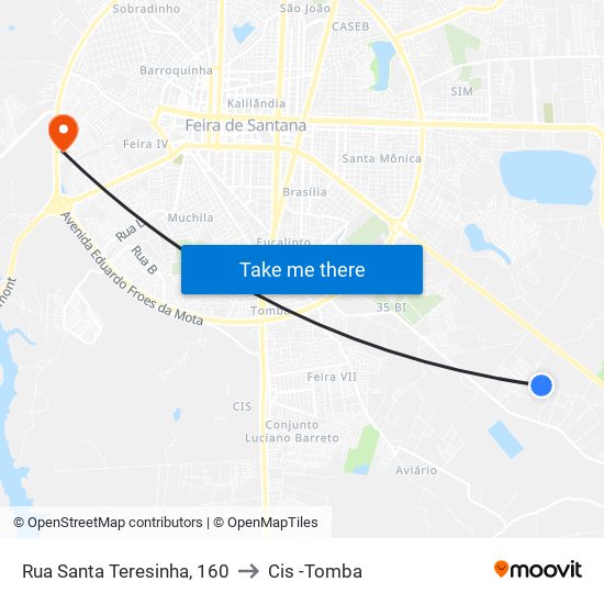 Rua Santa Teresinha, 160 to Cis -Tomba map