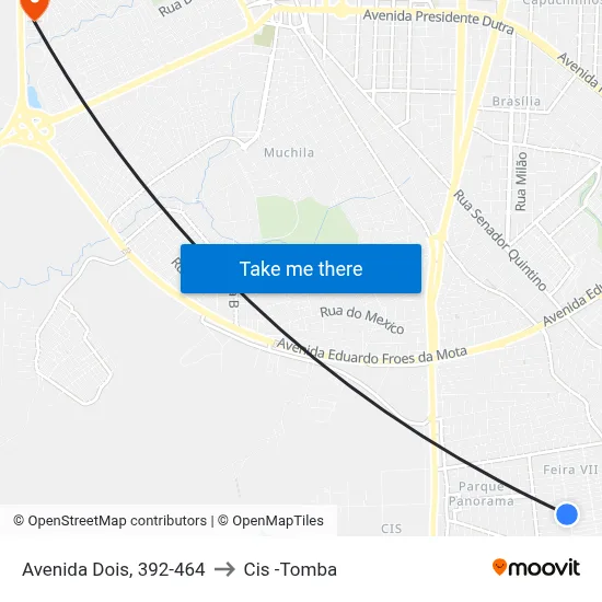 Avenida Dois, 392-464 to Cis -Tomba map