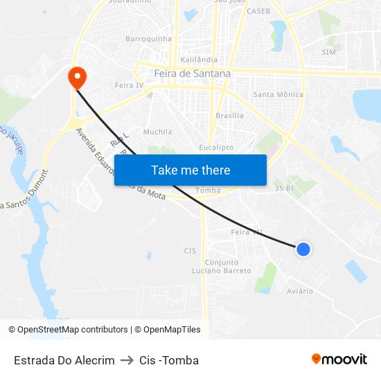 Estrada Do Alecrim to Cis -Tomba map