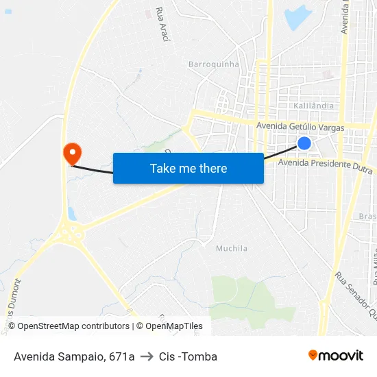 Avenida Sampaio, 671a to Cis -Tomba map