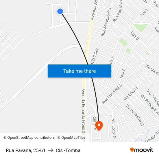 Rua Favana, 25-61 to Cis -Tomba map