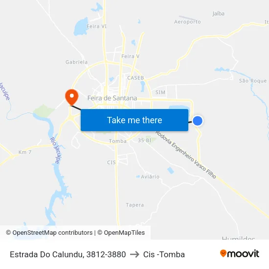 Estrada Do Calundu, 3812-3880 to Cis -Tomba map