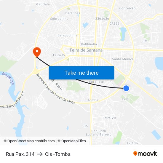 Rua Pax, 314 to Cis -Tomba map