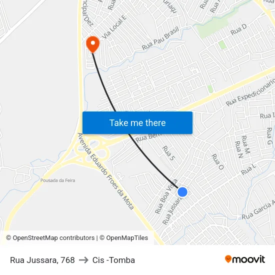 Rua Jussara, 768 to Cis -Tomba map