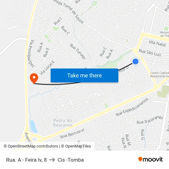 Rua. A - Feira Iv, 8 to Cis -Tomba map